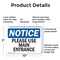 Signmission Please Use Main Entrance OSHA Notice Sign, Plastic, 10in W x 7in L, 2PK OS-2PACK-NS-P-710-L-17618 - alternate 6
